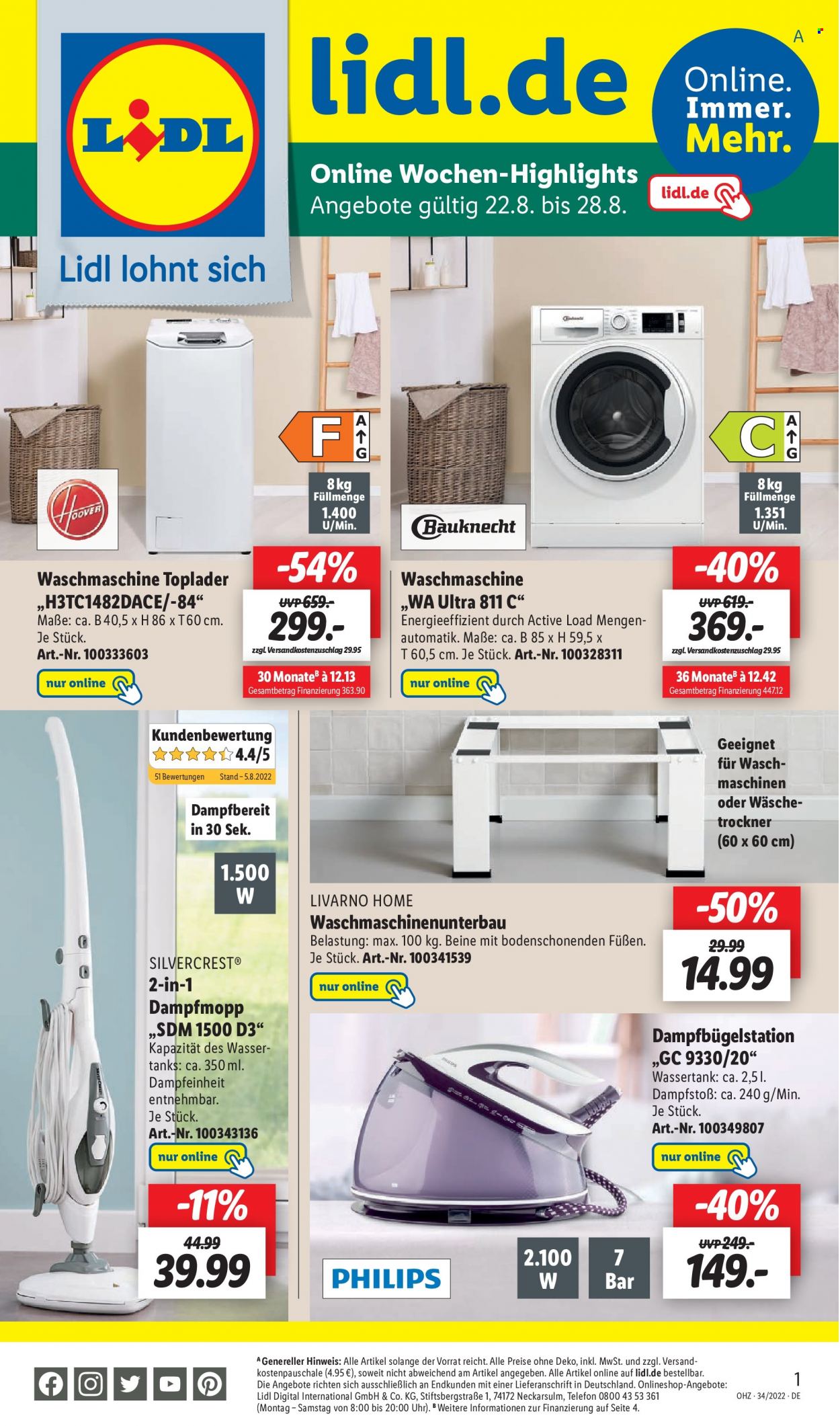 Lidl Prospekte  - 22.08.2022 - 28.08.2022. Seite 1