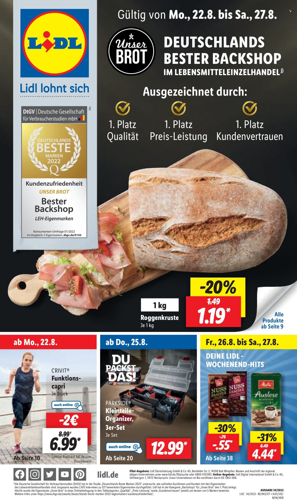 Lidl Prospekte  - 22.08.2022 - 27.08.2022. Seite 1