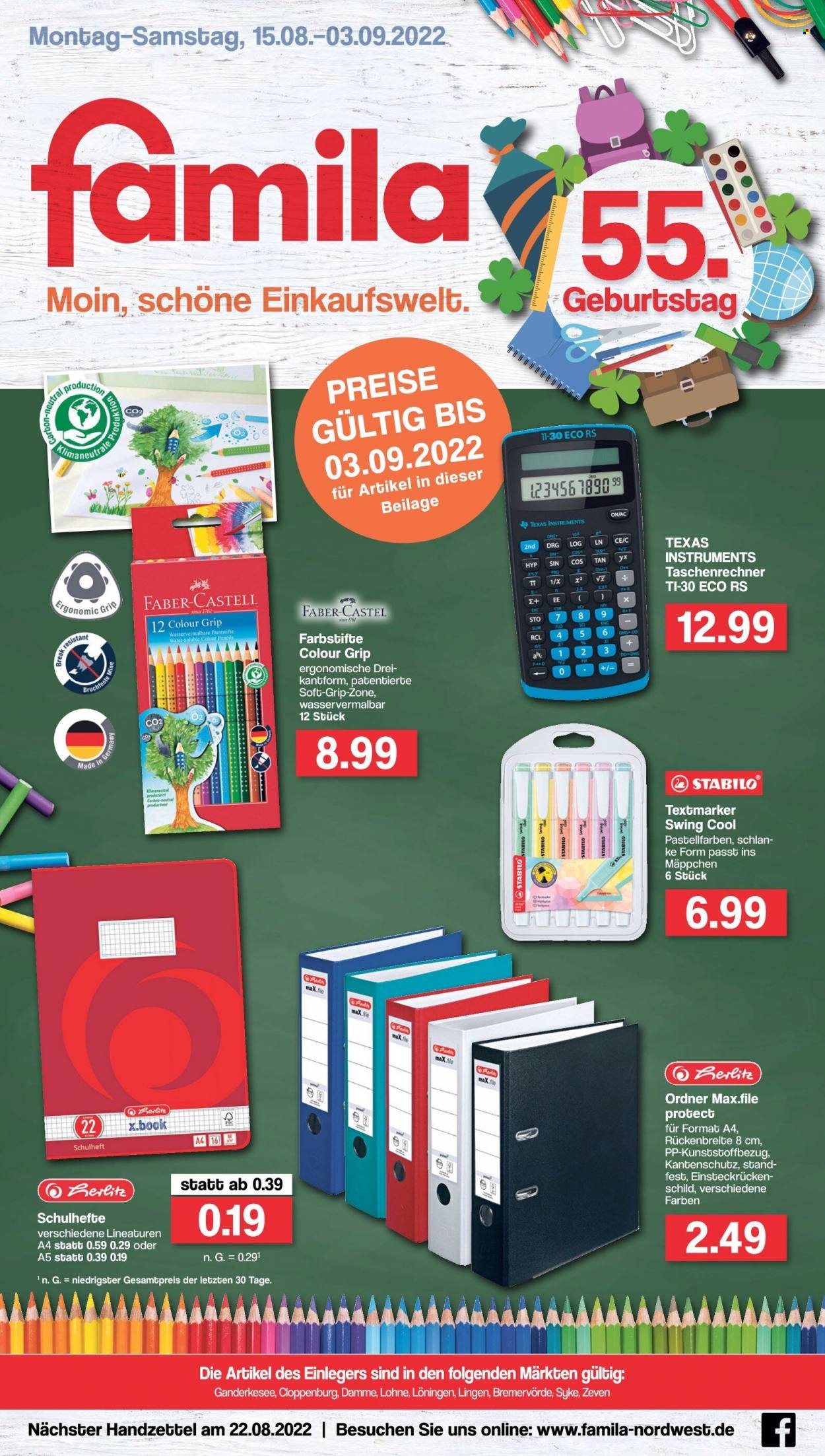 famila Prospekte  - 15.08.2022 - 3.09.2022. Seite 1