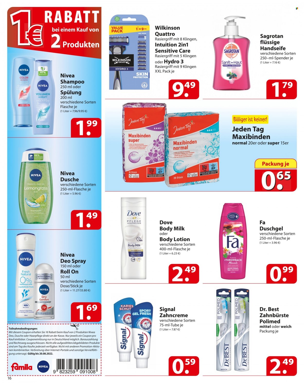 famila Prospekte  - 15.08.2022 - 20.08.2022. Seite 16