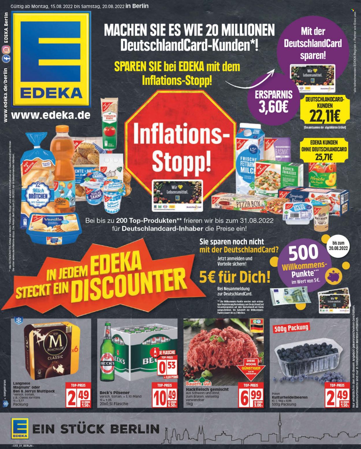 Edeka Prospekte  - 15.08.2022 - 20.08.2022. Seite 1