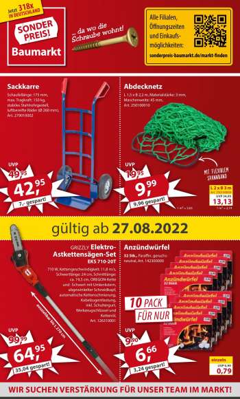 Prospekte Sonderpreis-Baumarkt - 27.08.2022 - 2.09.2022.