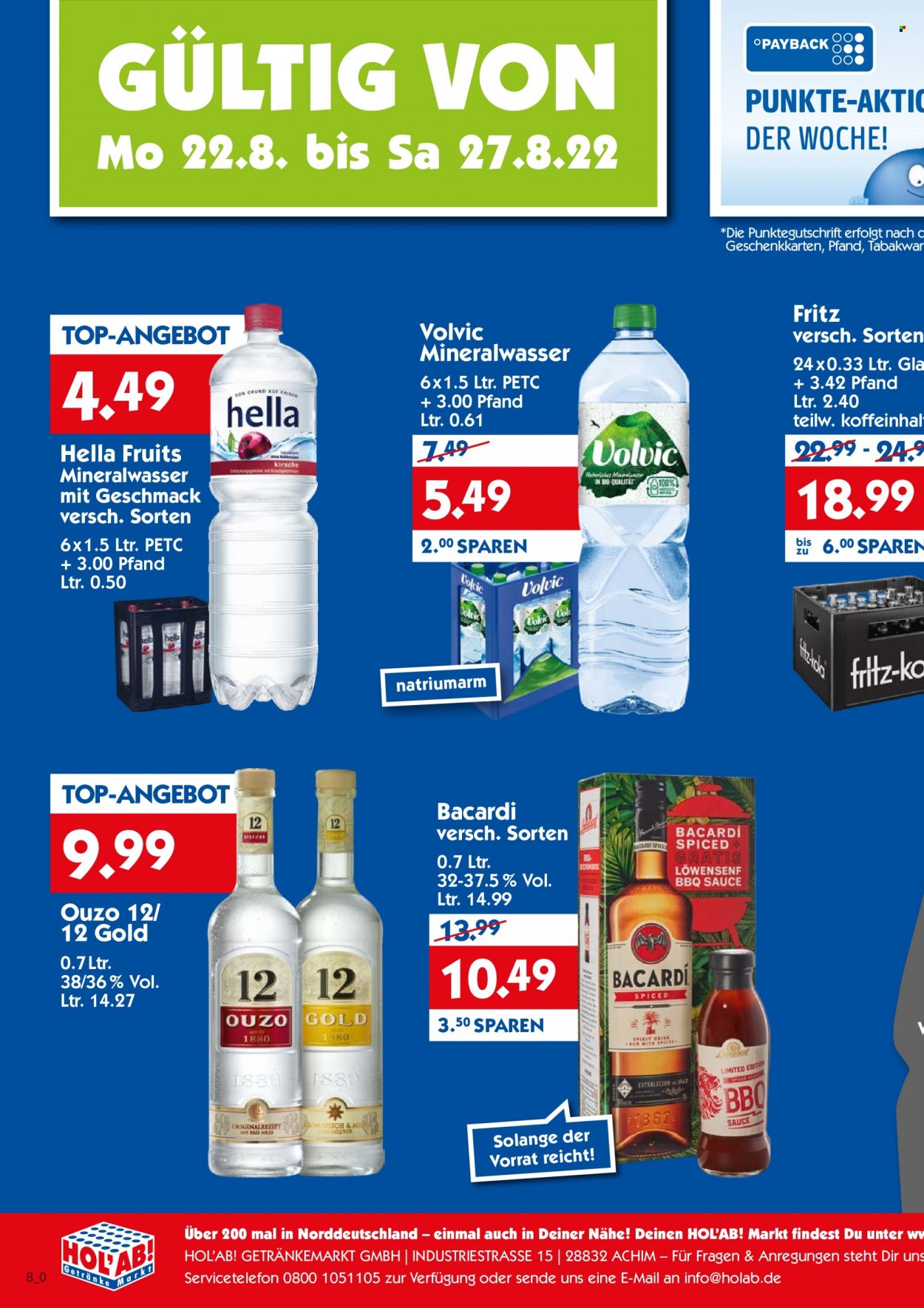 Hol'ab! Getränkemarkt Prospekte  - 22.08.2022 - 27.08.2022. Seite 1