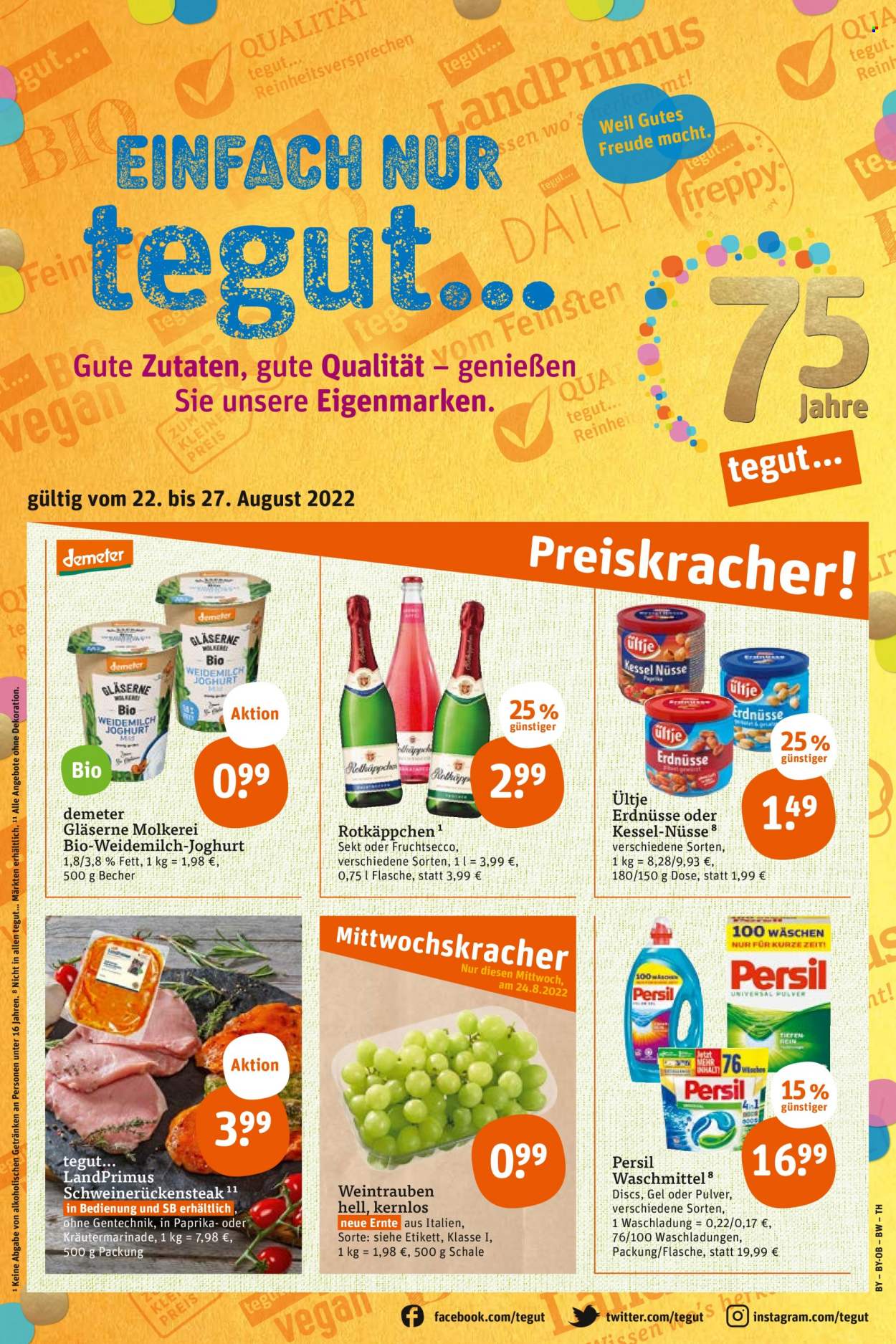 tegut... Prospekte  - 22.08.2022 - 27.08.2022. Seite 1