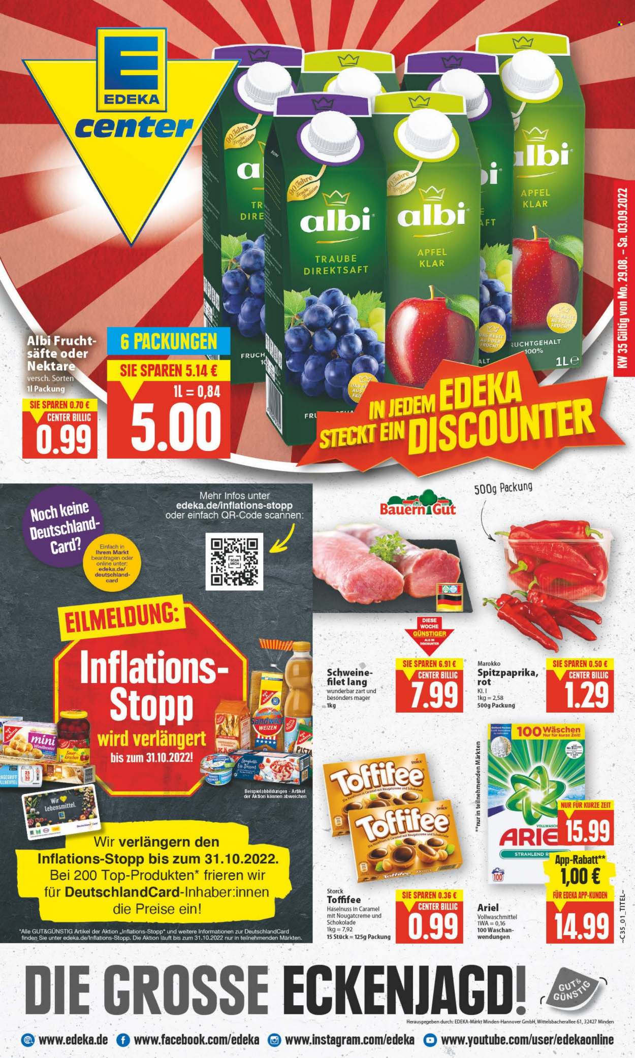Edeka Prospekte  - 29.08.2022 - 3.09.2022. Seite 1