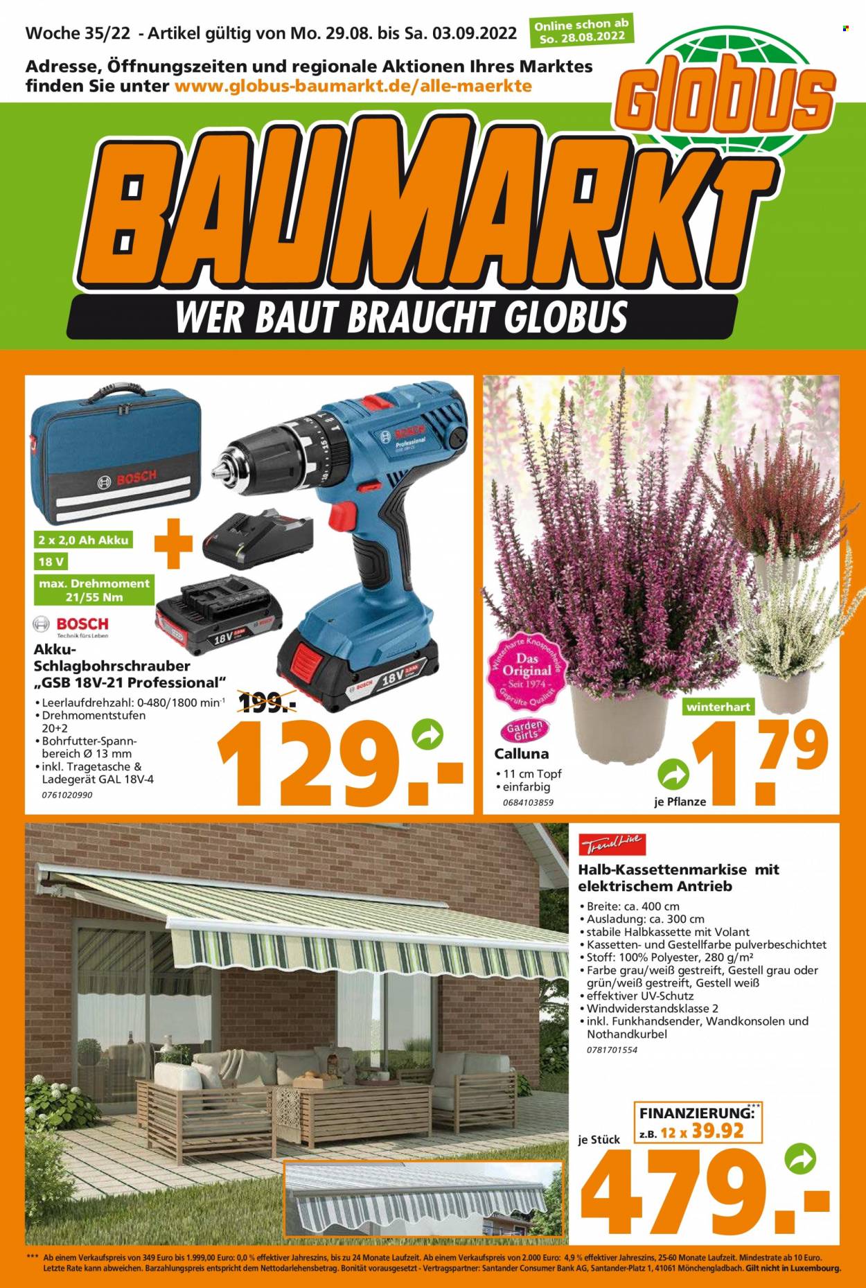 Globus Baumarkt Prospekte  - 29.08.2022 - 3.09.2022. Seite 1