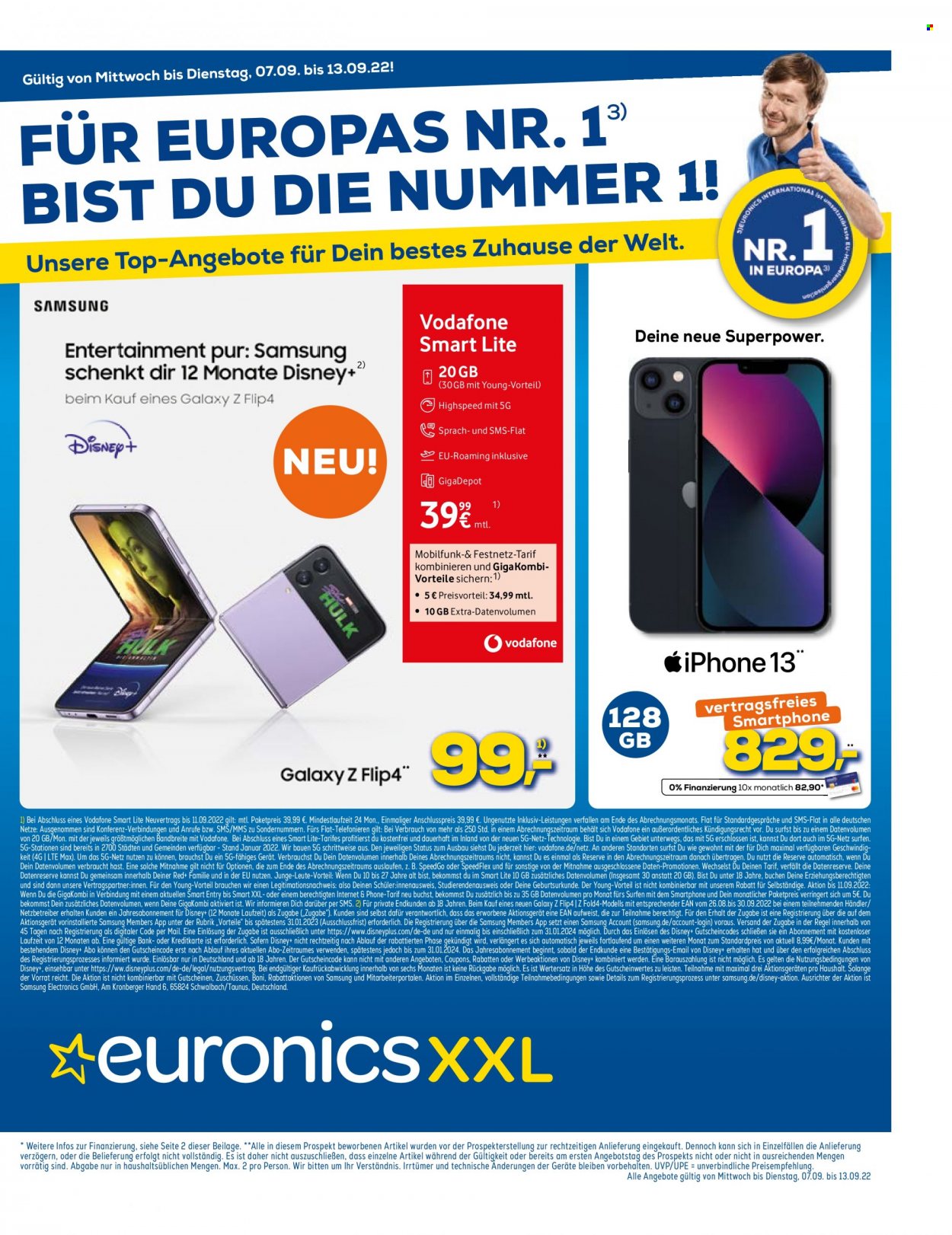 Euronics Prospekte  - 7.09.2022 - 13.09.2022. Seite 1