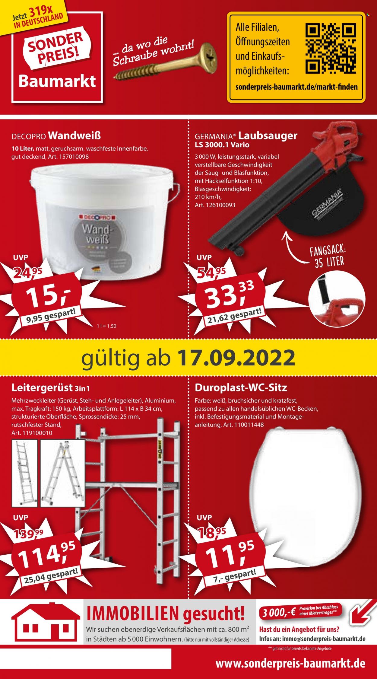 Sonderpreis-Baumarkt Prospekte  - 17.09.2022 - 23.09.2022. Seite 1
