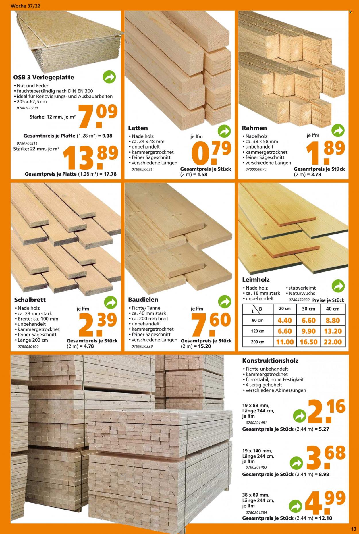 Globus Baumarkt Prospekte  - 12.09.2022 - 17.09.2022. Seite 13