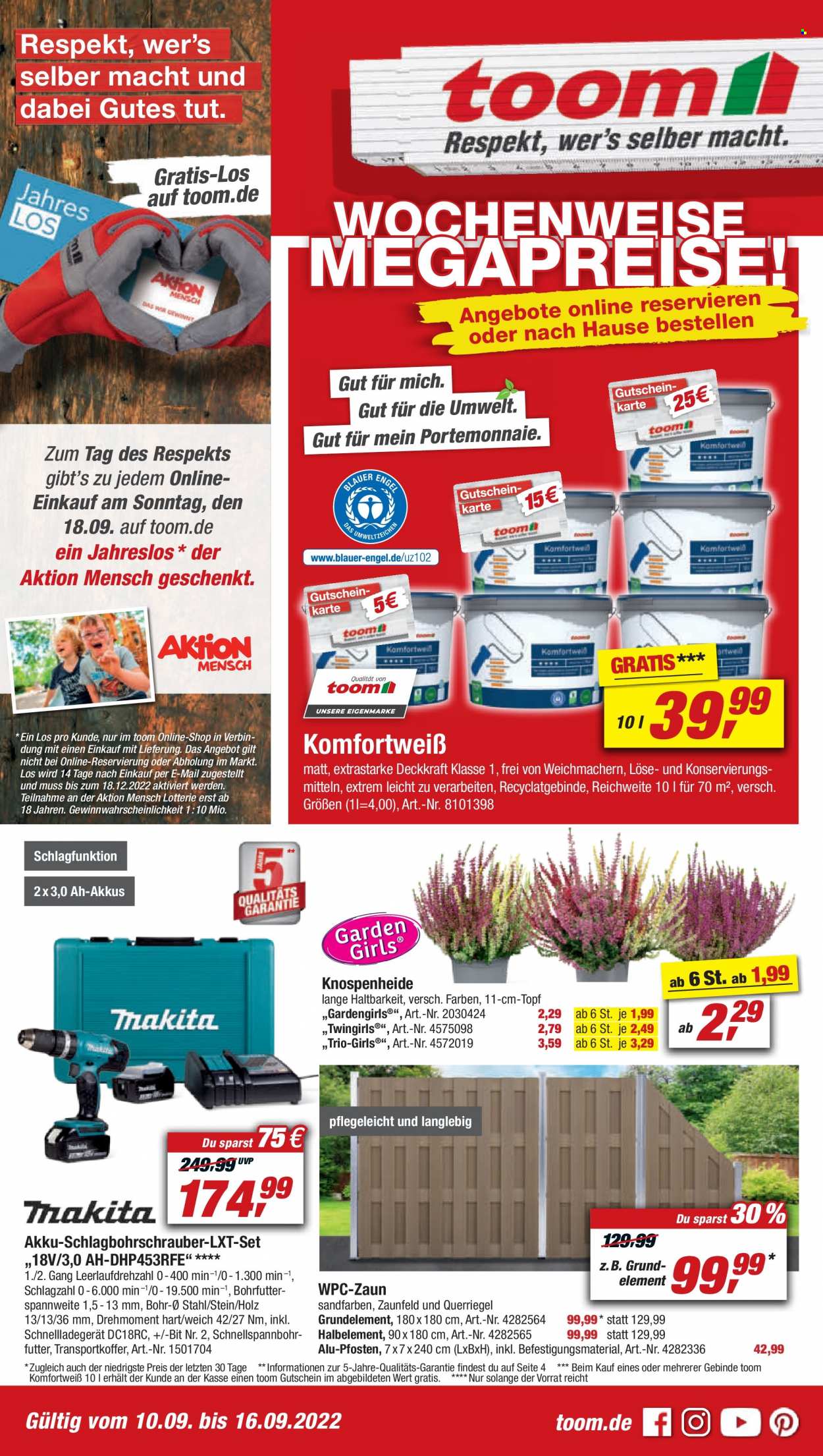 toom Baumarkt Prospekte  - 10.09.2022 - 16.09.2022. Seite 1