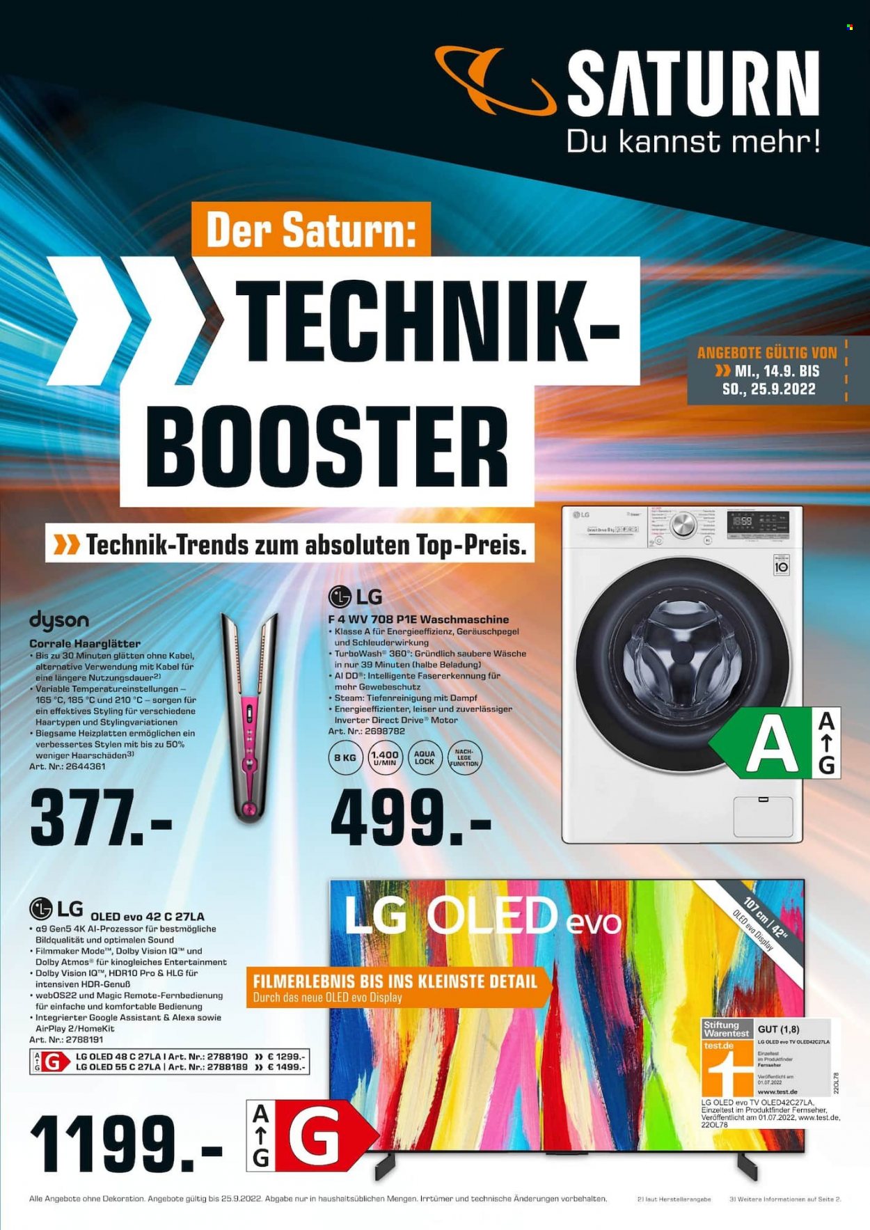 Saturn Prospekte  - 14.09.2022 - 25.09.2022. Seite 1