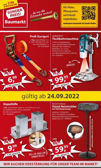 Prospekte Sonderpreis-Baumarkt - 24.09.2022 - 30.09.2022.