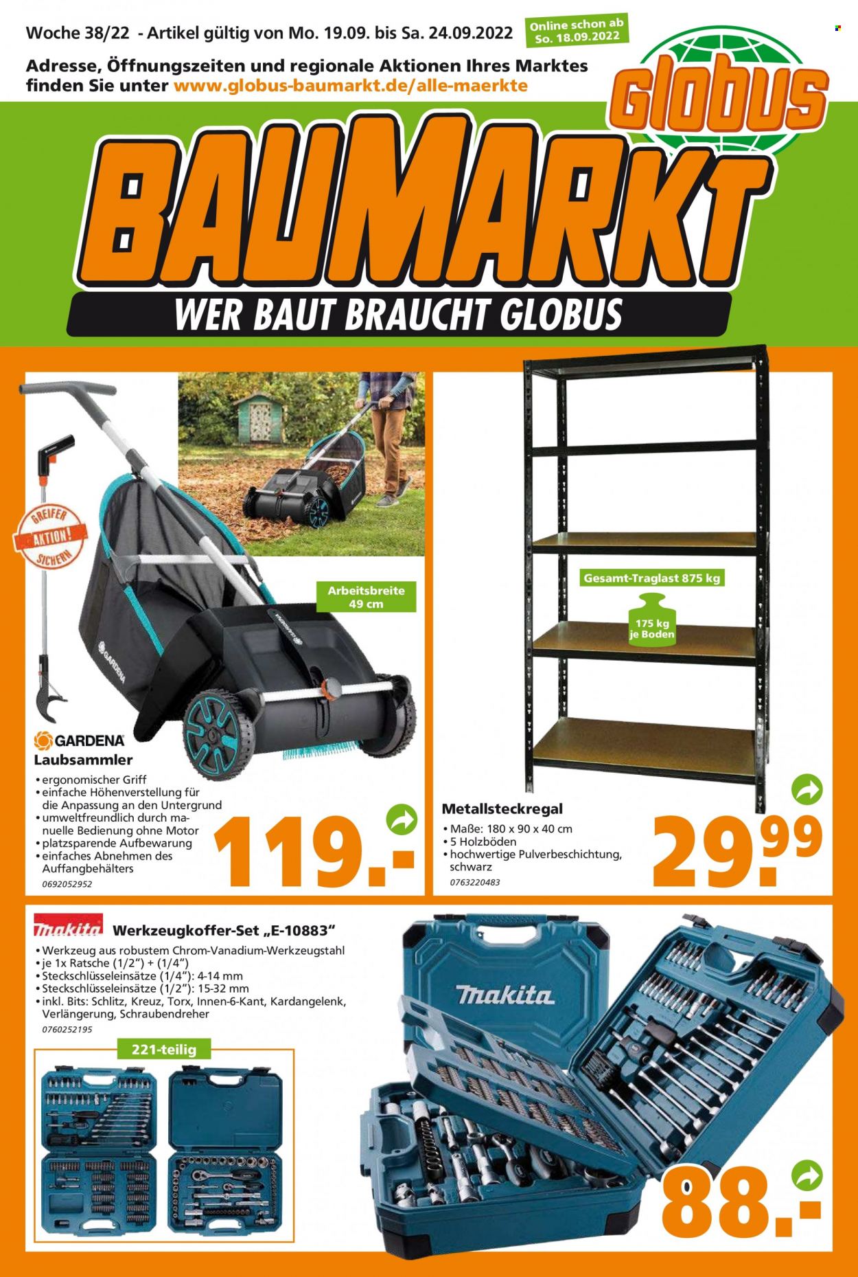 Globus Baumarkt Prospekte  - 19.09.2022 - 24.09.2022. Seite 1