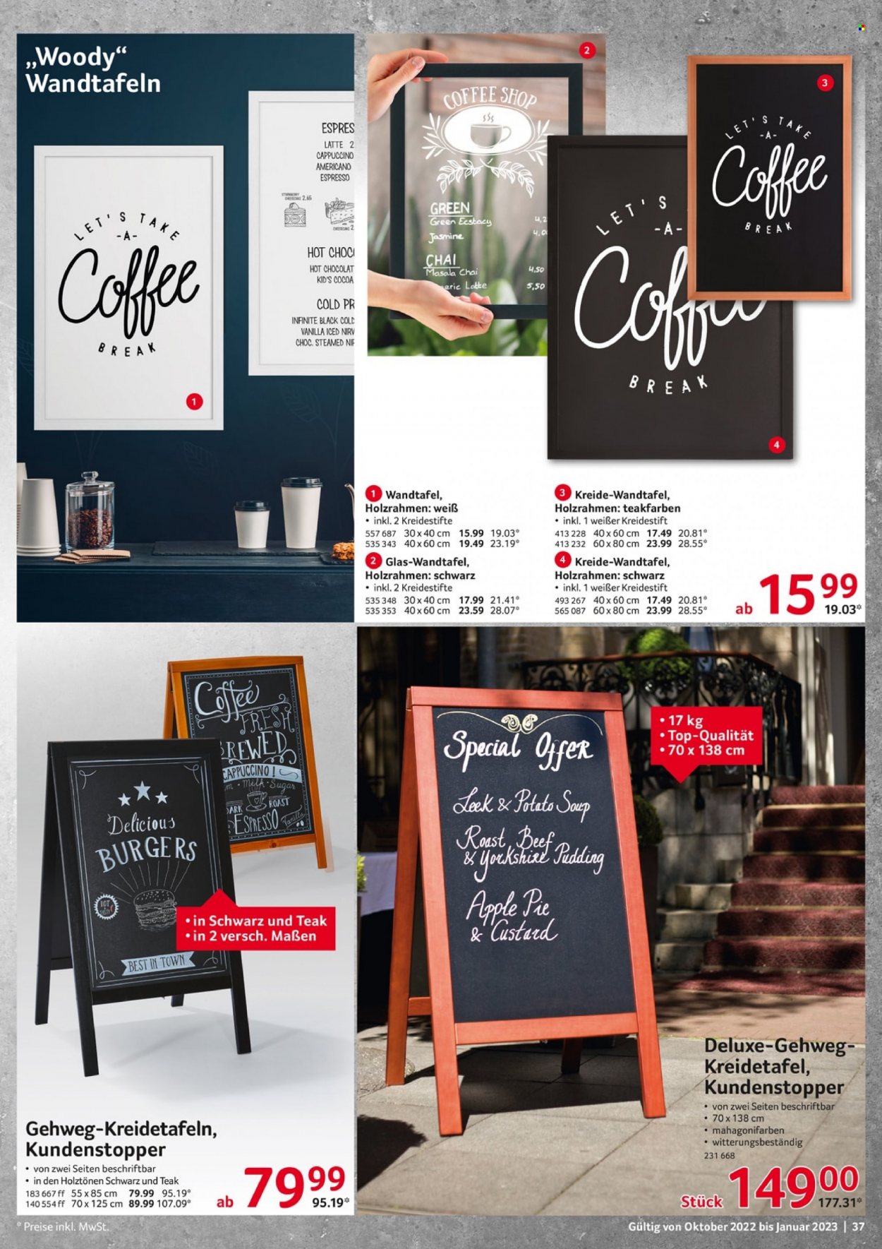 thumbnail - Prospekte Selgros - 1.10.2022 - 31.01.2023 - Produkte in Aktion - Pudding, Kaffee, Cappuccino, Kreide, Apple, Wandtafel. Seite 37.