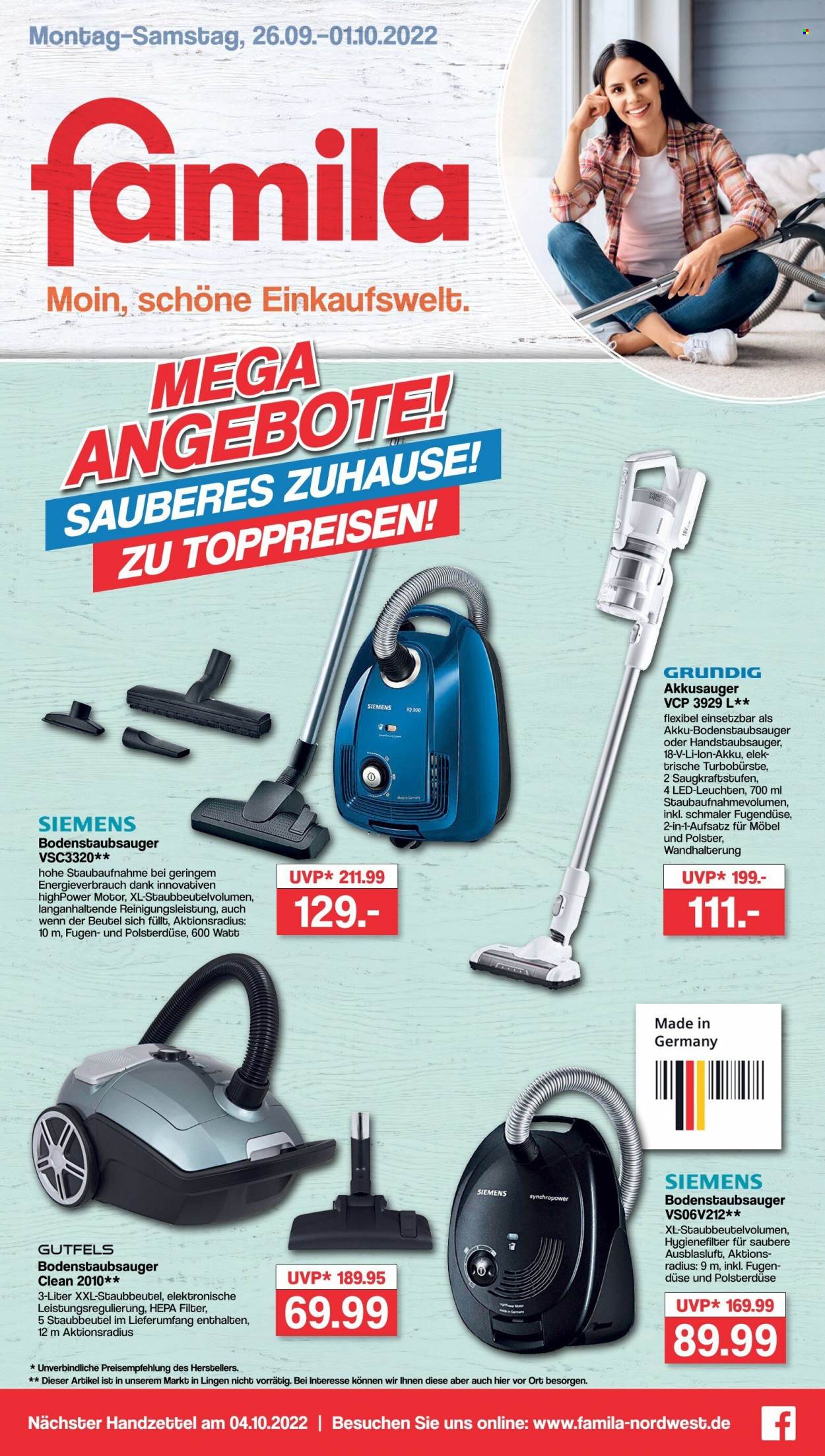famila Prospekte  - 26.09.2022 - 1.10.2022. Seite 1
