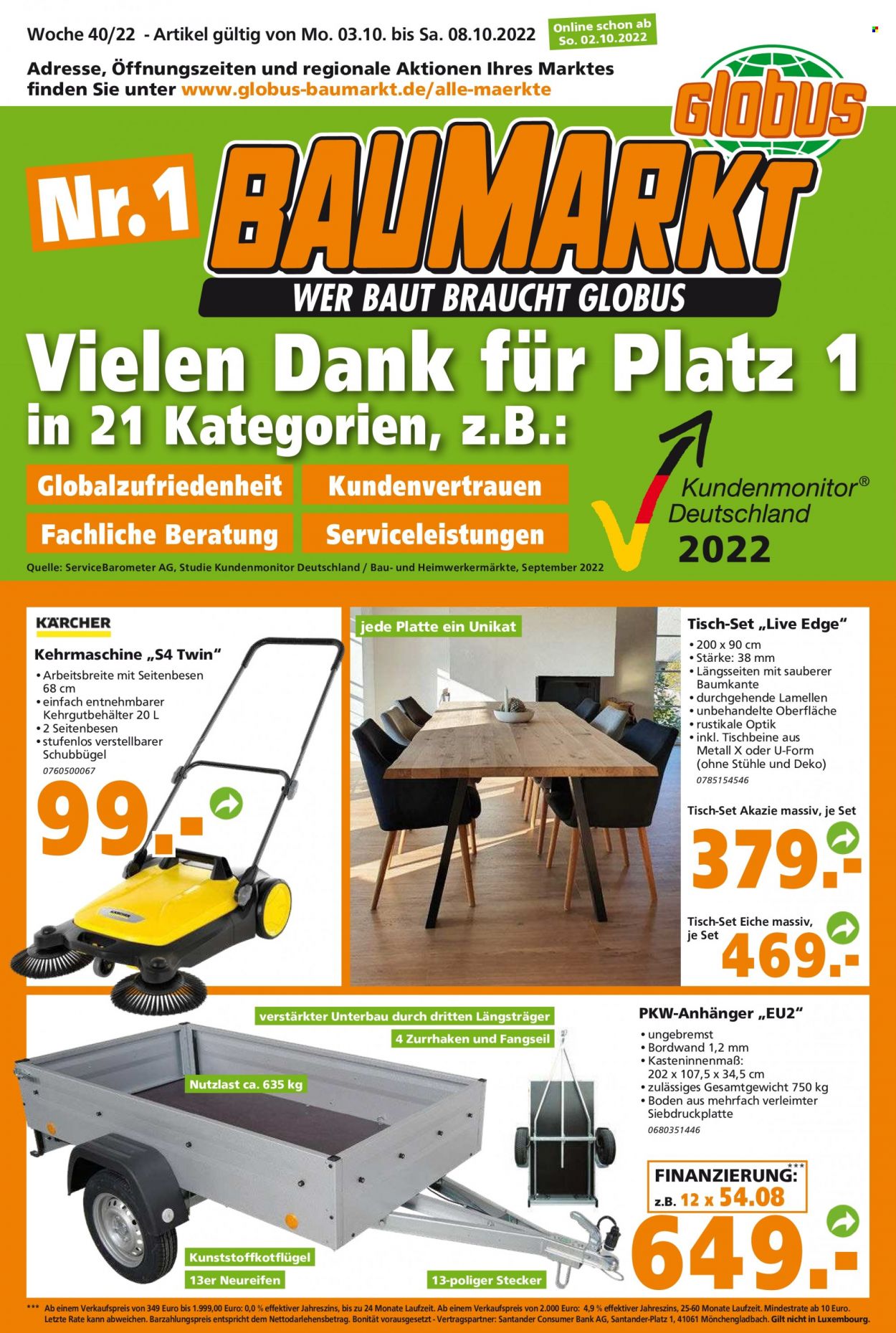 Globus Baumarkt Prospekte  - 3.10.2022 - 8.10.2022. Seite 1