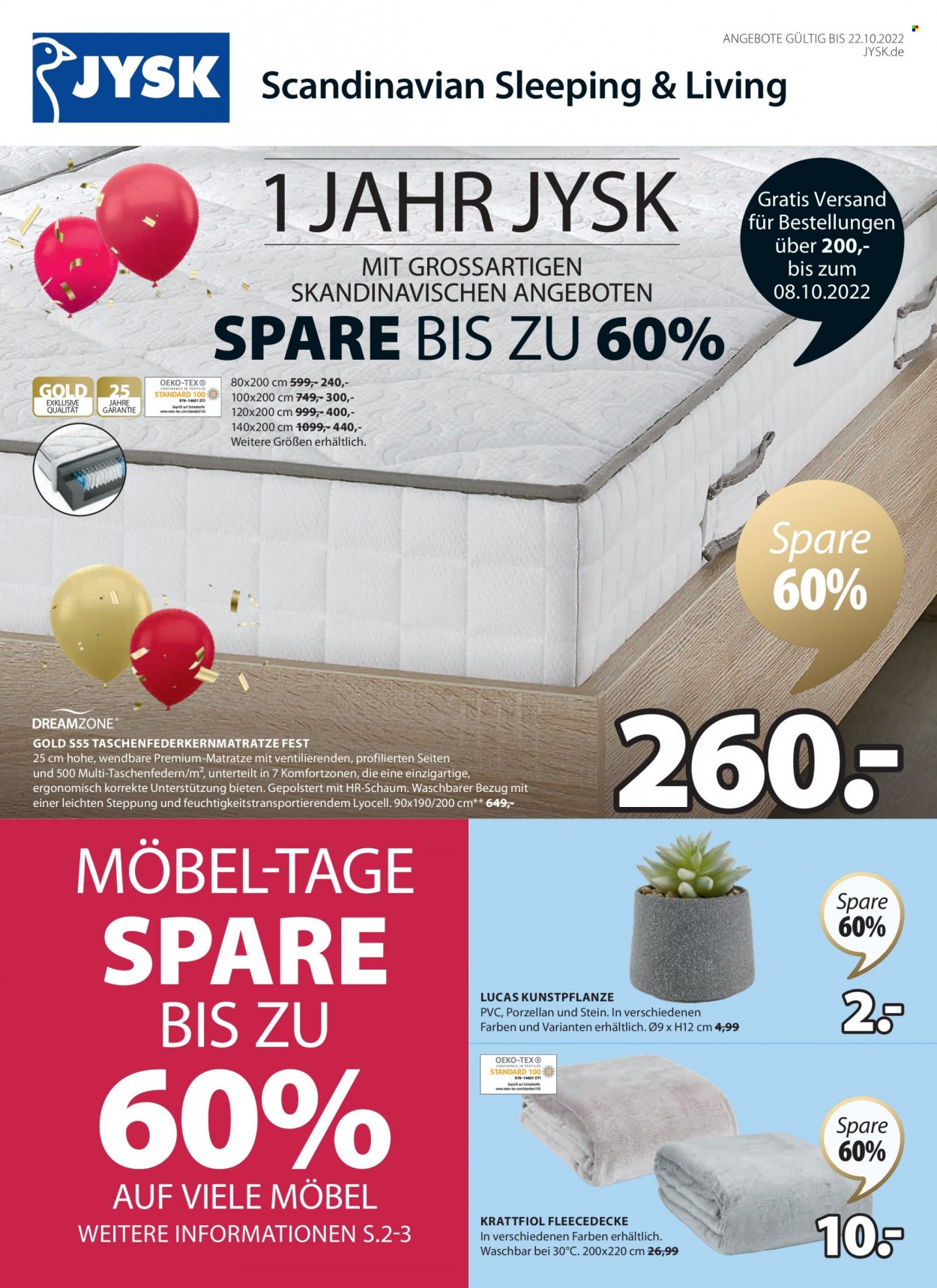 JYSK Prospekte  - 3.10.2022 - 22.10.2022. Seite 1