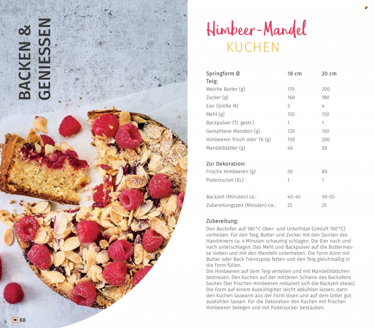 thumbnail - Prospekte Müller - 1.10.2022 - 31.12.2022 - Produkte in Aktion - Kuchen, Himbeeren, Mandeln, Springform. Seite 88.