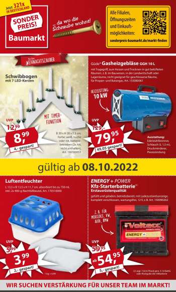 Prospekte Sonderpreis-Baumarkt - 8.10.2022 - 14.10.2022.
