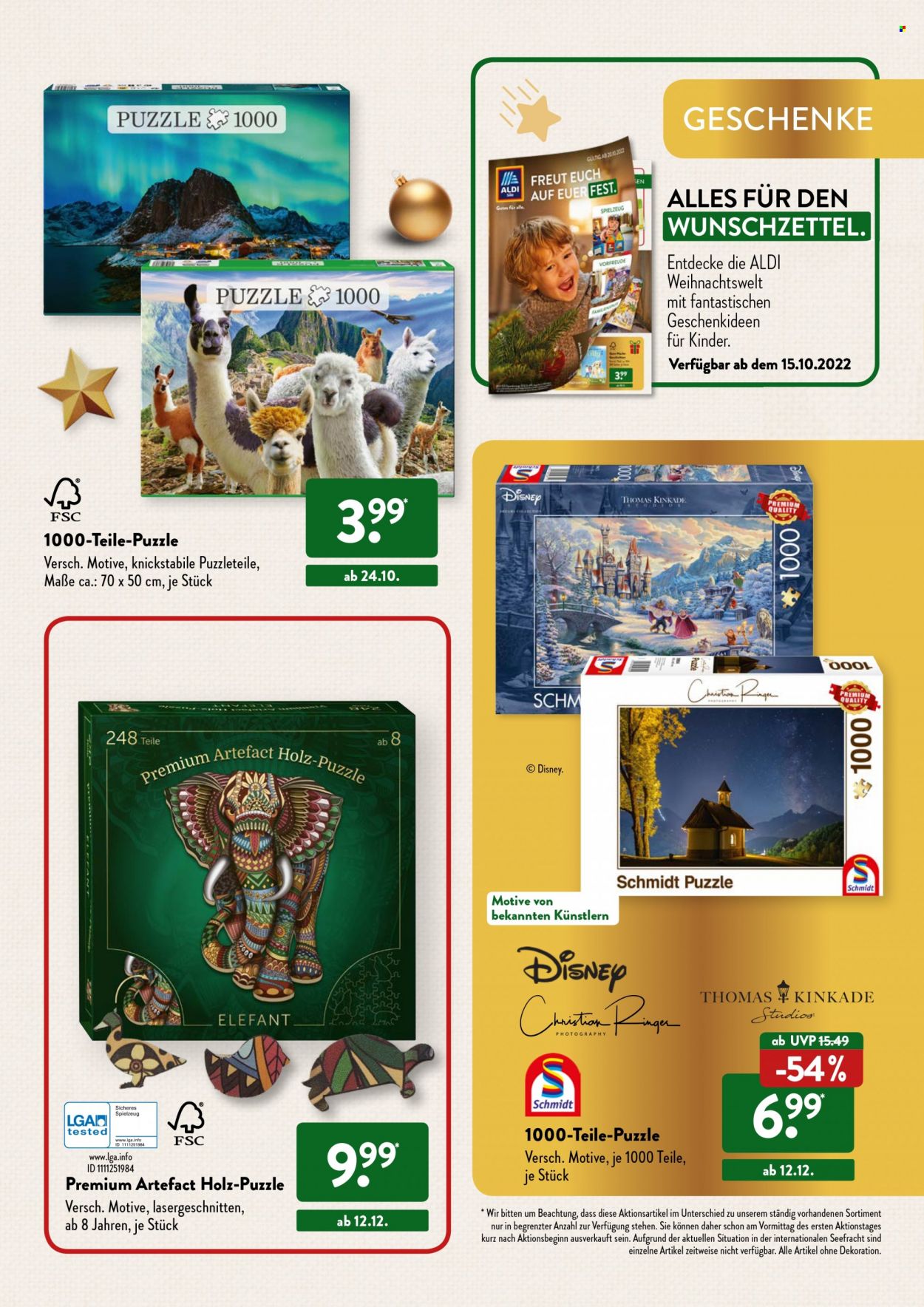 thumbnail - Prospekte ALDI SÜD - Produkte in Aktion - Disney, Elefant, Dekoration, Puzzle, Holz-Puzzle, Spielzeug. Seite 39.