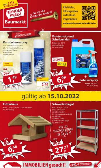 Prospekte Sonderpreis-Baumarkt - 15.10.2022 - 21.10.2022.