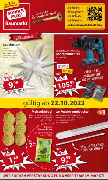 Prospekte Sonderpreis-Baumarkt - 22.10.2022 - 28.10.2022.