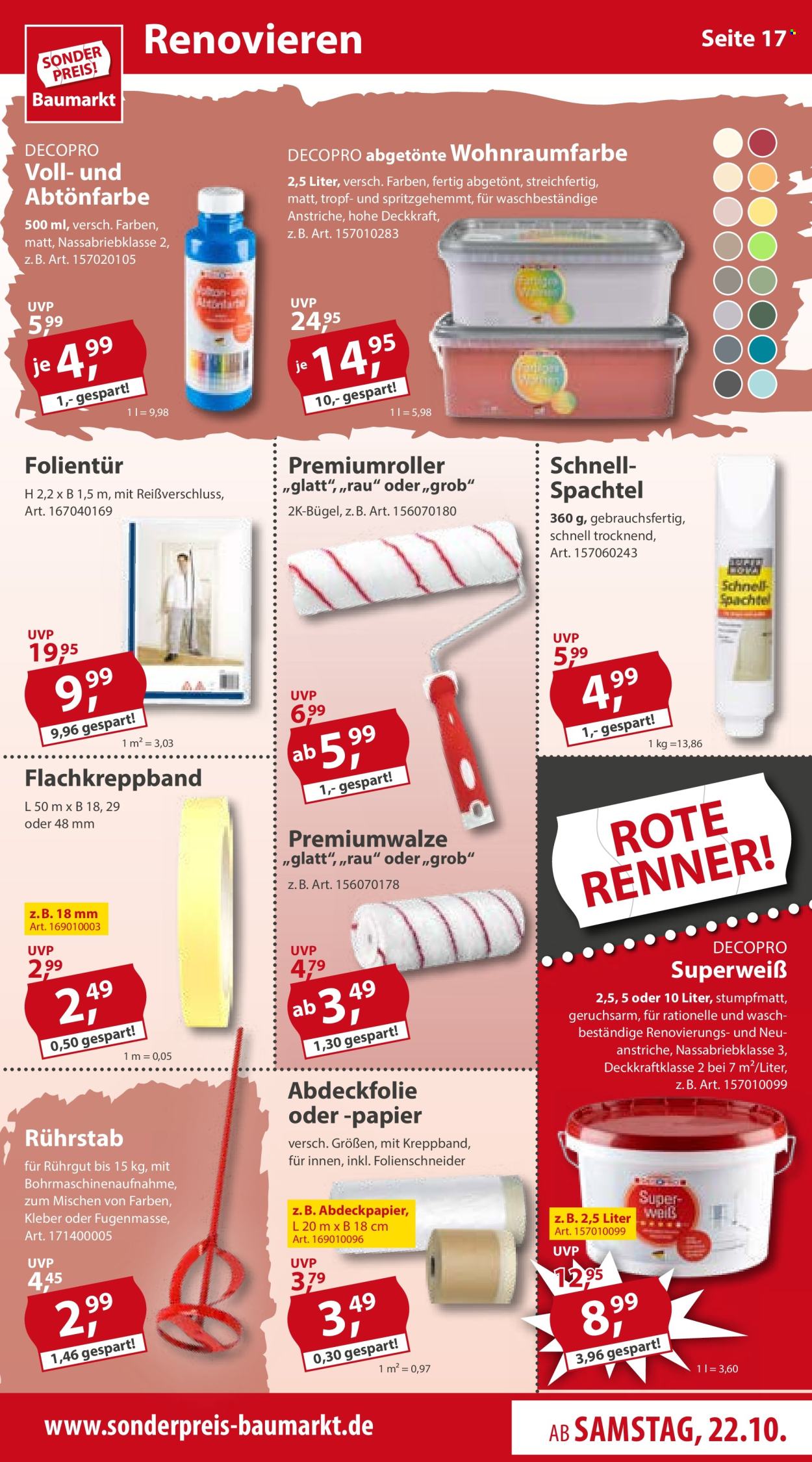 Sonderpreis-Baumarkt Prospekte  - 22.10.2022 - 28.10.2022. Seite 17