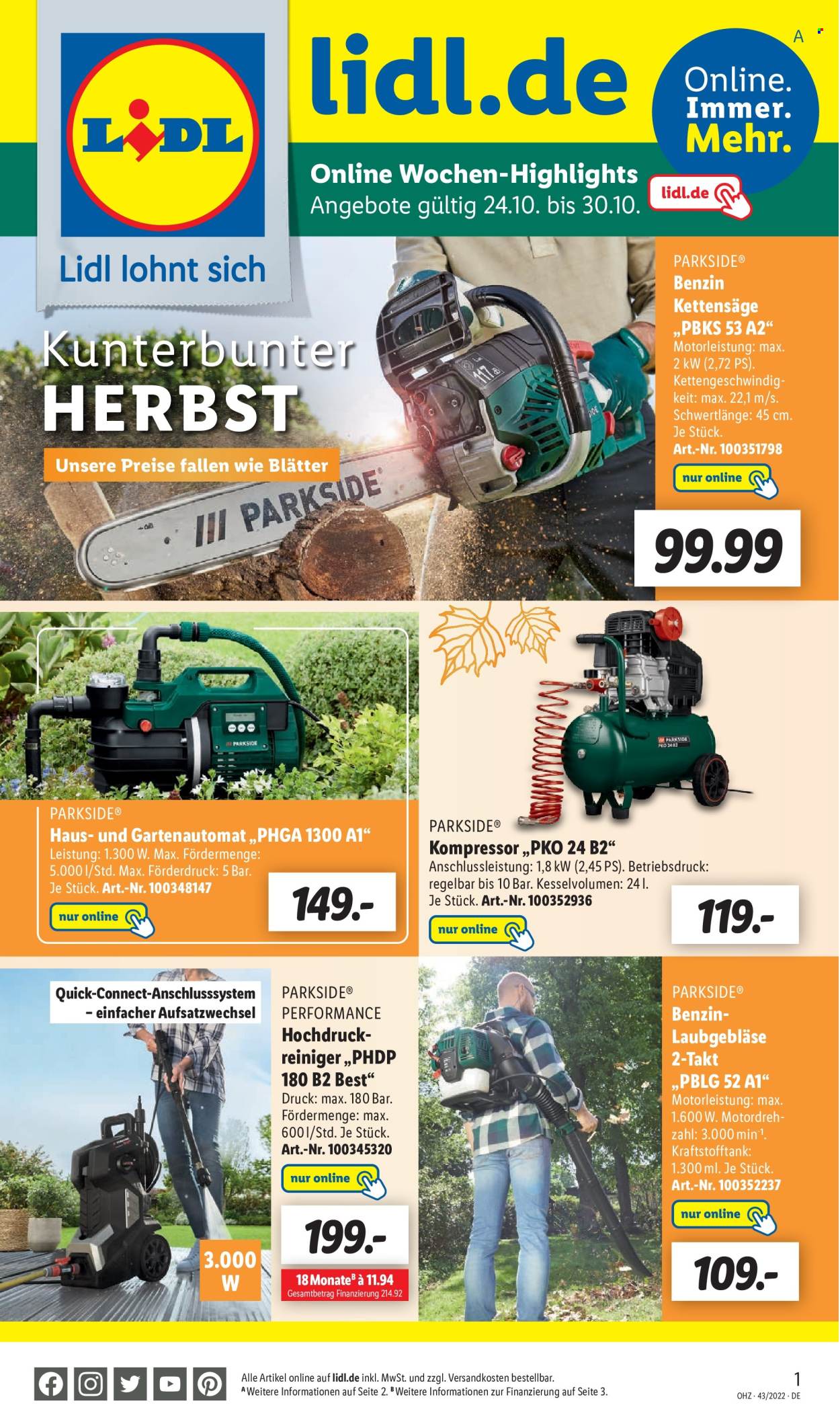 Lidl Prospekte  - 24.10.2022 - 30.10.2022. Seite 1