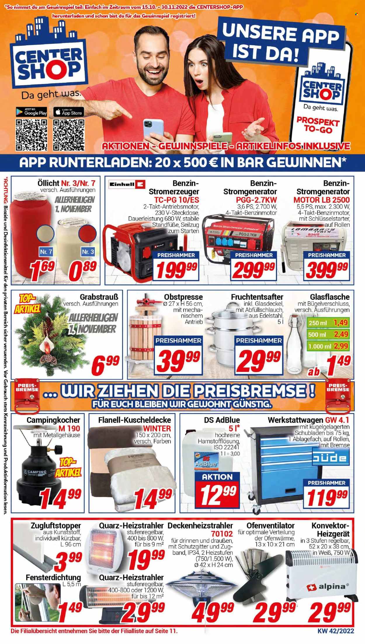 CENTERSHOP Prospekte  - 17.10.2022 - 22.10.2022. Seite 1