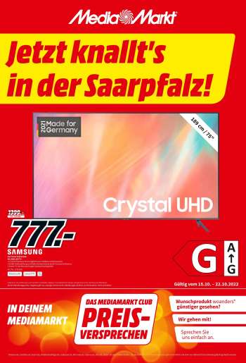 Prospekte MediaMarkt - 15.10.2022 - 22.10.2022.