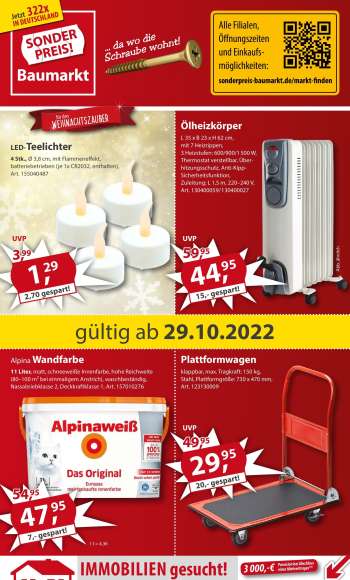 Prospekte Sonderpreis-Baumarkt - 29.10.2022 - 4.11.2022.