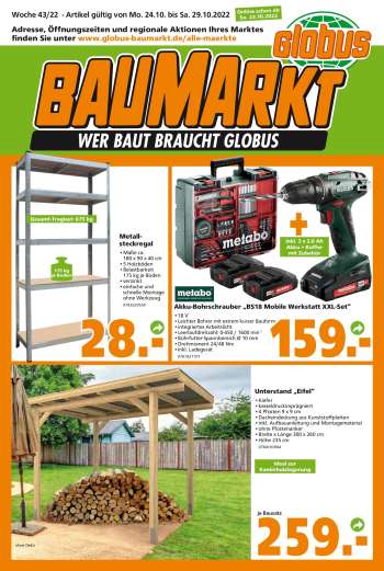 Prospekte Globus Baumarkt - 24.10.2022 - 29.10.2022.