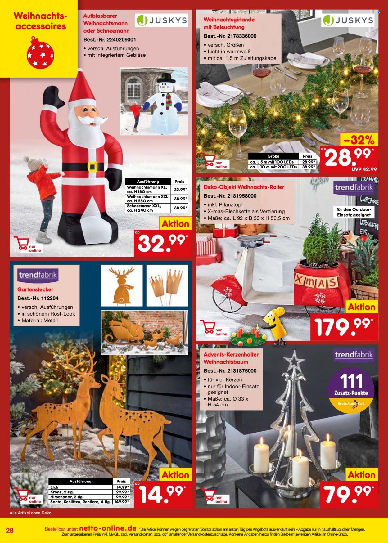 thumbnail - Prospekte Netto Marken-Discount - 27.10.2022 - 30.11.2022 - Produkte in Aktion - Kerze, Weihnachtsbaum, Kerzenhalter, Pflanztopf, Gartendekoration. Seite 28.