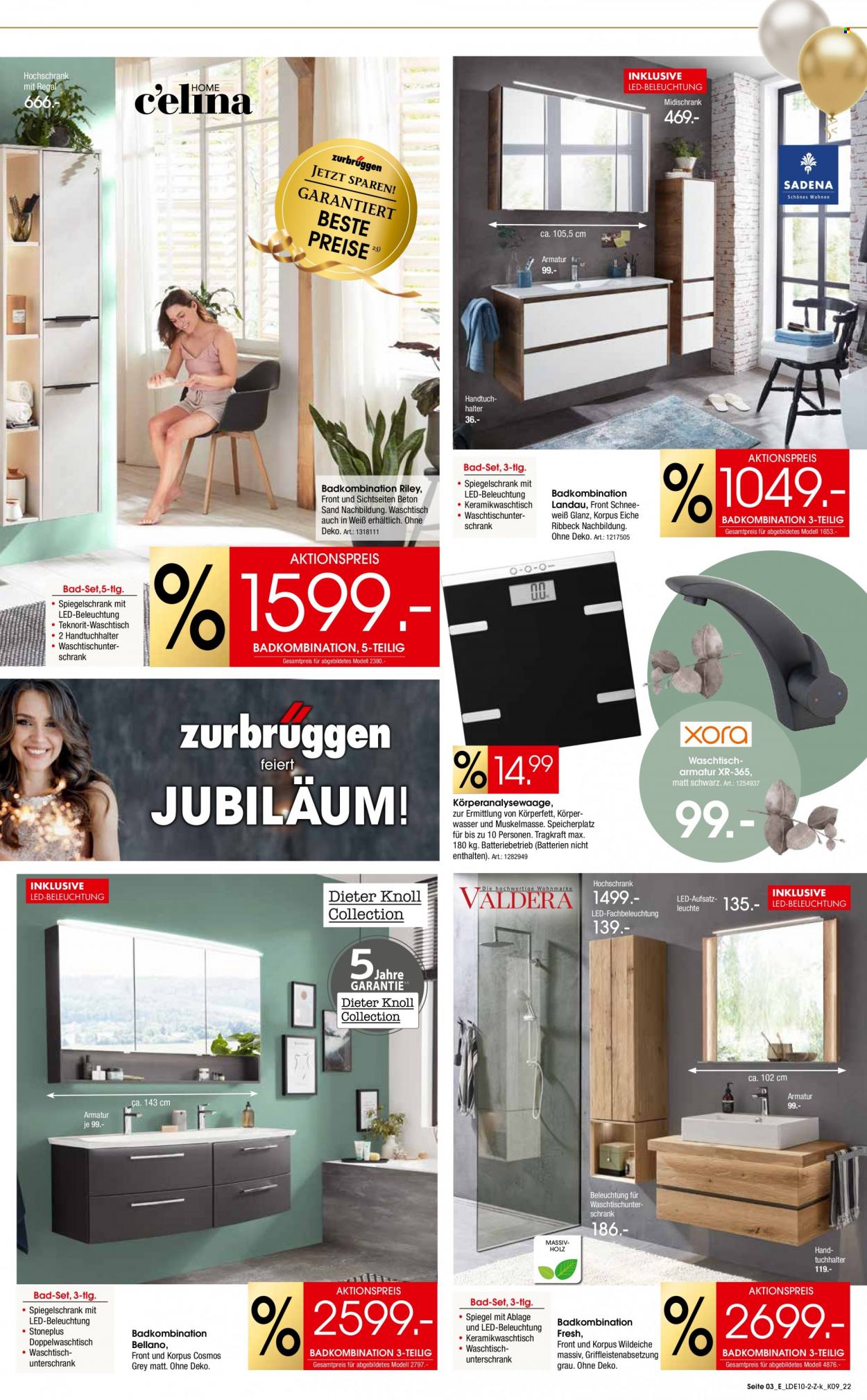 thumbnail - Prospekte Zurbrüggen - 29.10.2022 - 10.12.2022 - Produkte in Aktion - Handtuchhalter, Badkombination, Spiegelschrank, Waschtisch, Hochschrank, Spiegel. Seite 15.