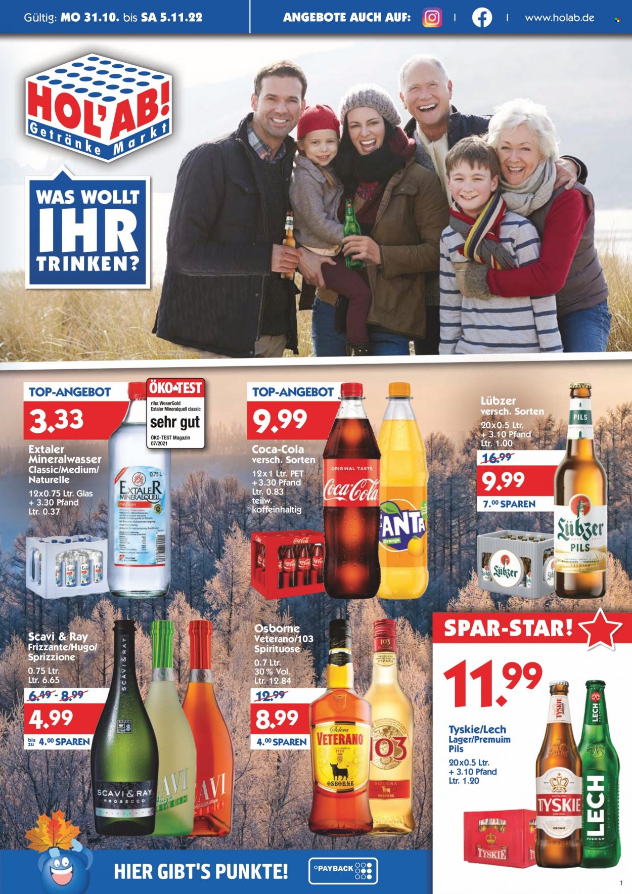 Hol'ab! Getränkemarkt Prospekte  - 31.10.2022 - 5.11.2022. Seite 1