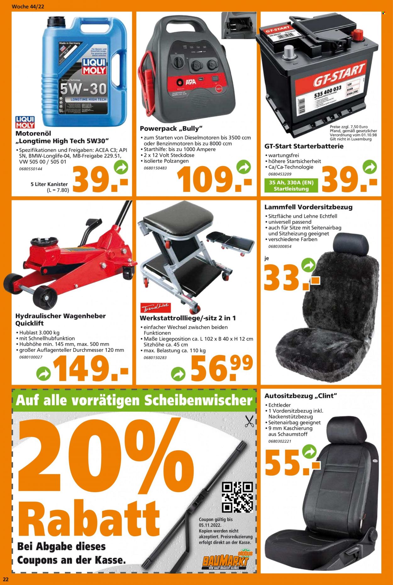 Globus Baumarkt Prospekte  - 31.10.2022 - 5.11.2022. Seite 22