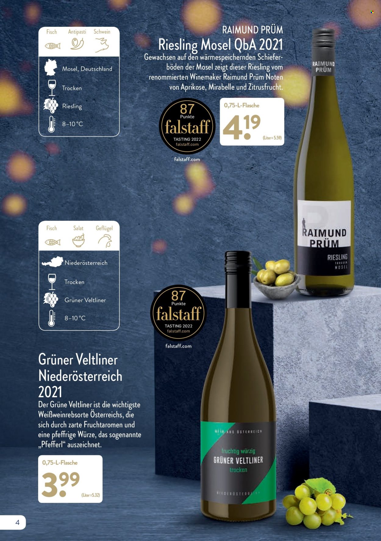 thumbnail - Prospekte ALDI Nord - Produkte in Aktion - Alkohol, Salat, Antipasti, Wein, Riesling, Weißwein, Grüner Veltliner. Seite 4.