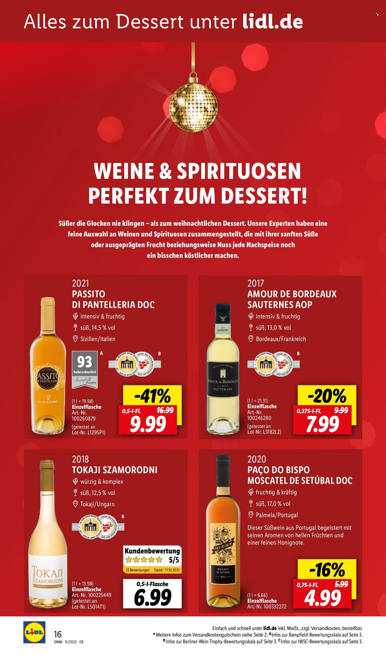 thumbnail - Prospekte Lidl - 1.11.2022 - 30.11.2022 - Produkte in Aktion - Alkohol, Berliner, Wein, Sauternes. Seite 16.
