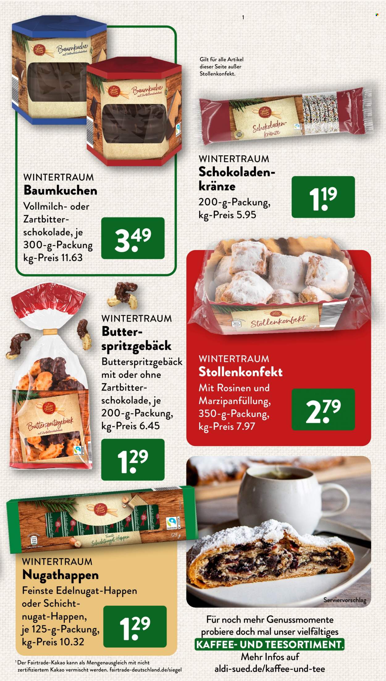 thumbnail - Prospekte ALDI SÜD - 1.11.2022 - 30.11.2022 - Produkte in Aktion - Stollen, süßes Gebäck, Baumkuchen, Milch, Butter, Schokolade, Spritzgebäck, Süßigkeiten, Tee. Seite 11.