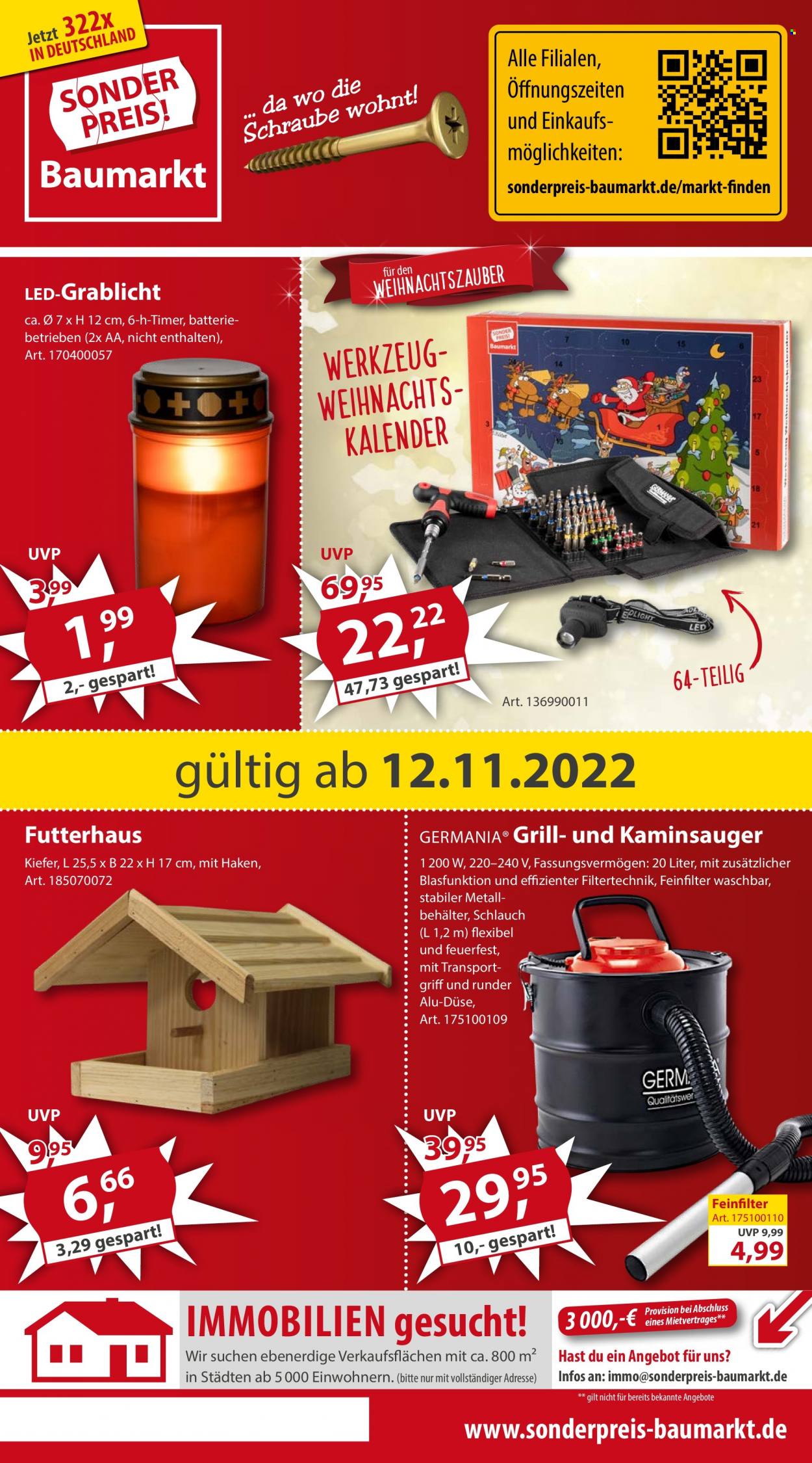 Sonderpreis-Baumarkt Prospekte  - 12.11.2022 - 18.11.2022. Seite 1