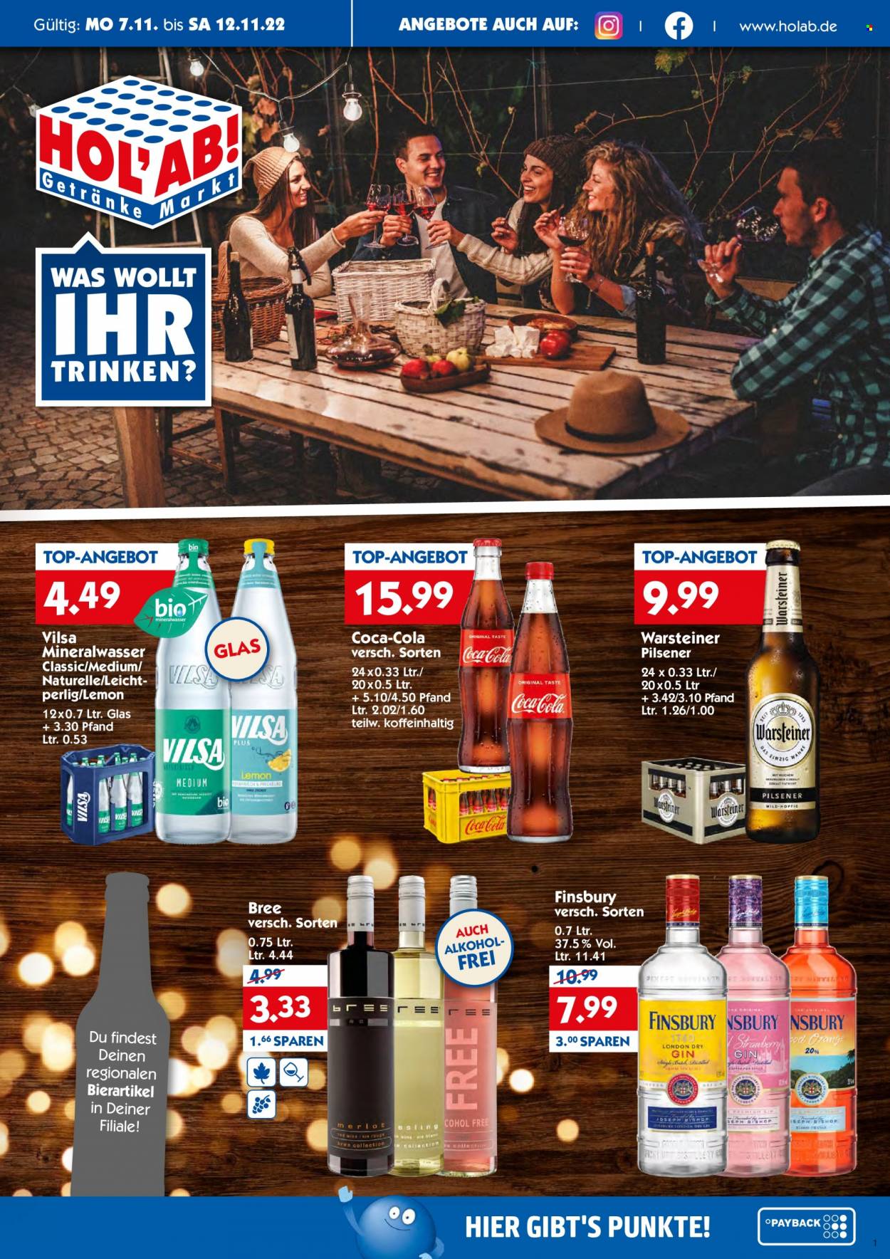 Hol'ab! Getränkemarkt Prospekte  - 7.11.2022 - 12.11.2022. Seite 1