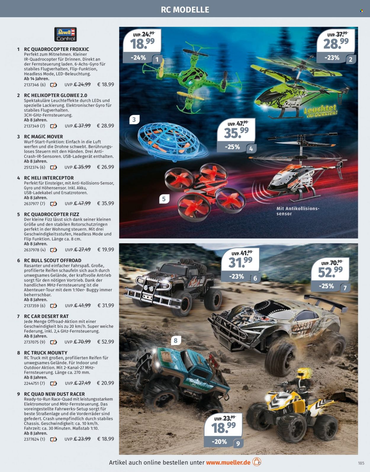 thumbnail - Prospekte Müller - 7.11.2022 - 31.12.2022 - Produkte in Aktion - Buggy, Helikopter. Seite 185.