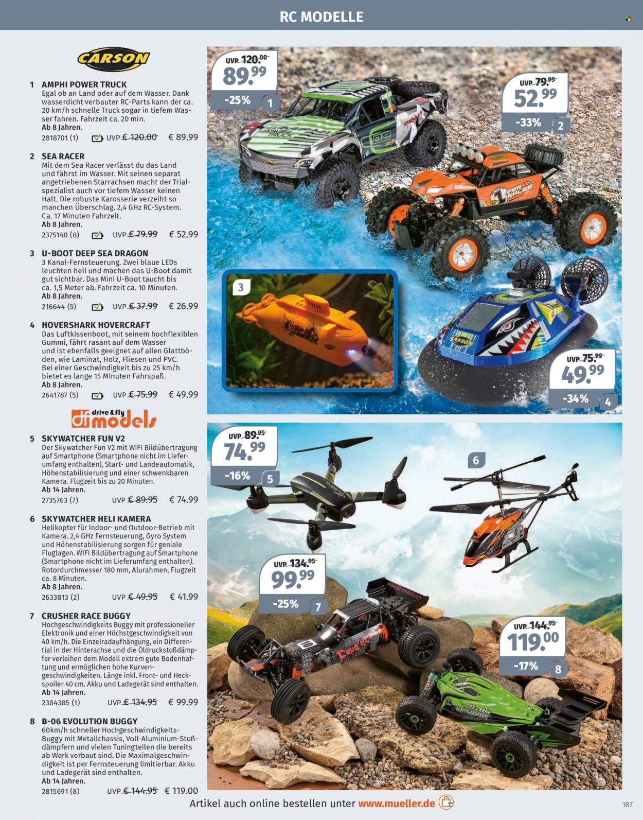 thumbnail - Prospekte Müller - 7.11.2022 - 31.12.2022 - Produkte in Aktion - Buggy, Helikopter. Seite 187.