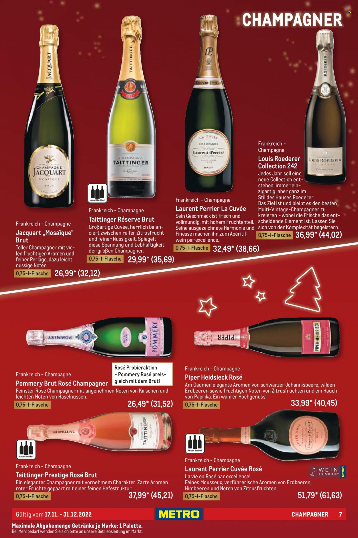 thumbnail - Prospekte Metro - 17.11.2022 - 31.12.2022 - Produkte in Aktion - Alkohol, Paprika, Wein, Champagne. Seite 7.