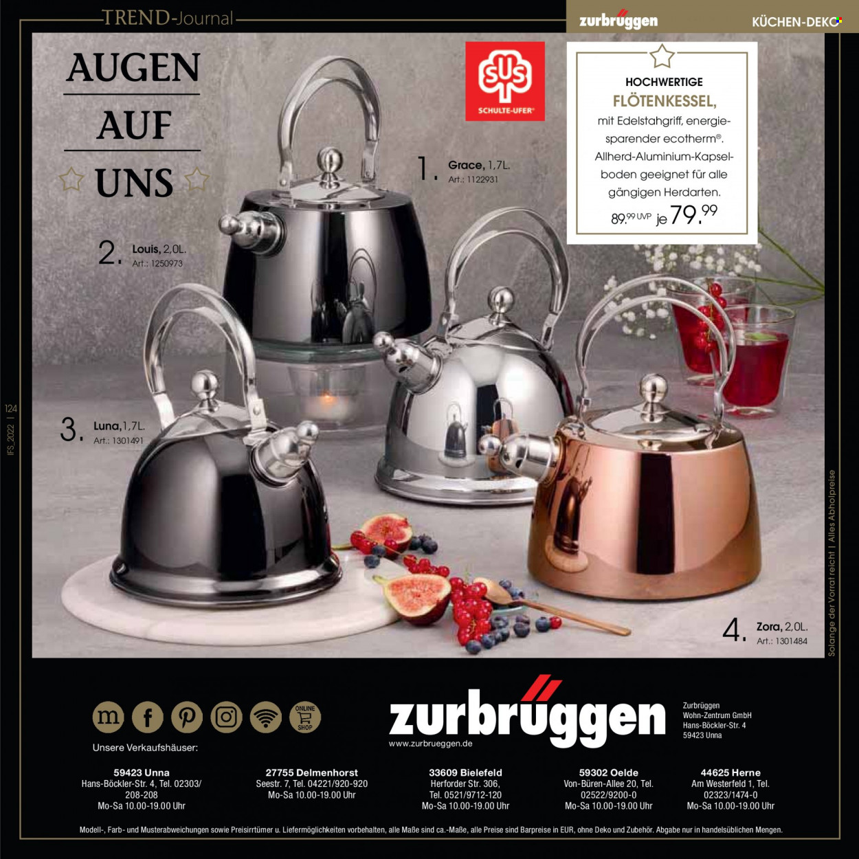 thumbnail - Prospekte Zurbrüggen - 10.11.2022 - 31.01.2023 - Produkte in Aktion - Küchen. Seite 124.