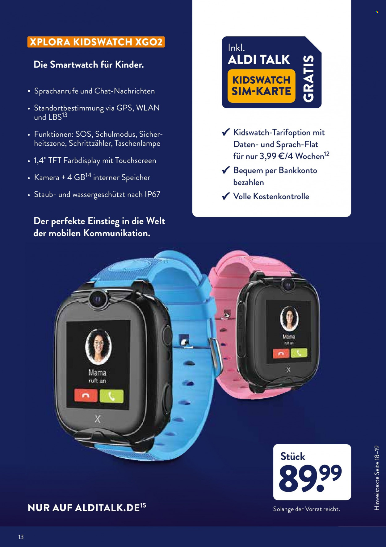 thumbnail - Prospekte ALDI SÜD - Produkte in Aktion - Smartwatch, Kamera, GPS, Taschenlampe. Seite 13.