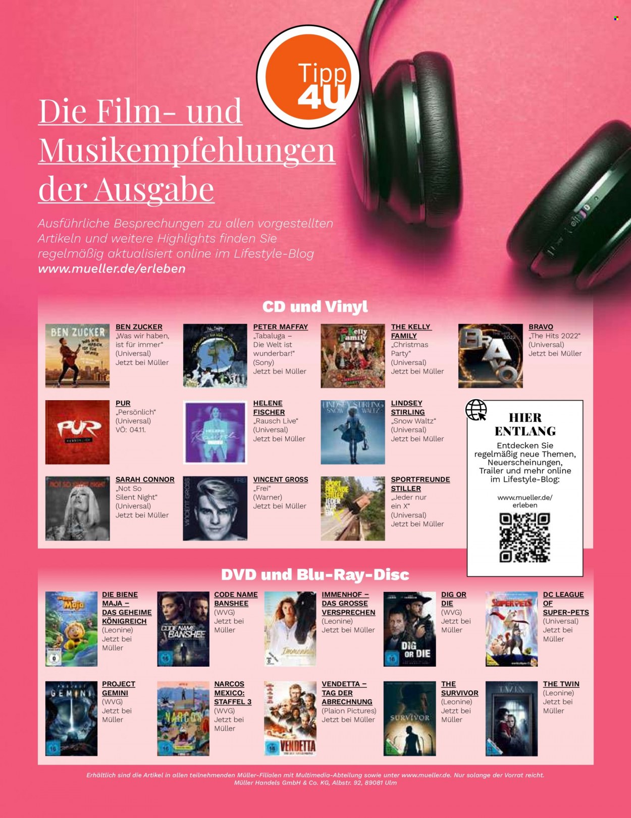 thumbnail - Prospekte Müller - Produkte in Aktion - Zucker, Bravo, Sony, Blu-ray, DVD. Seite 50.