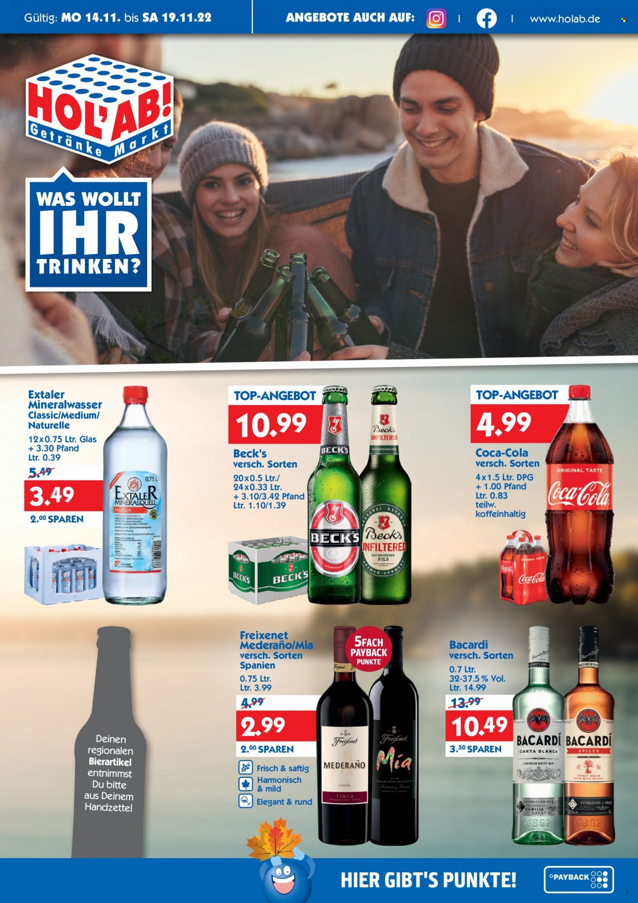 Hol'ab! Getränkemarkt Prospekte  - 14.11.2022 - 19.11.2022. Seite 1