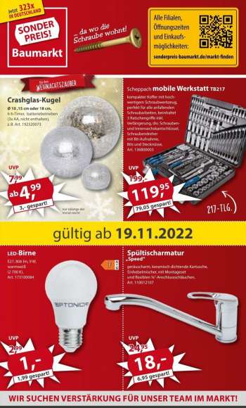 Prospekte Sonderpreis-Baumarkt - 19.11.2022 - 25.11.2022.