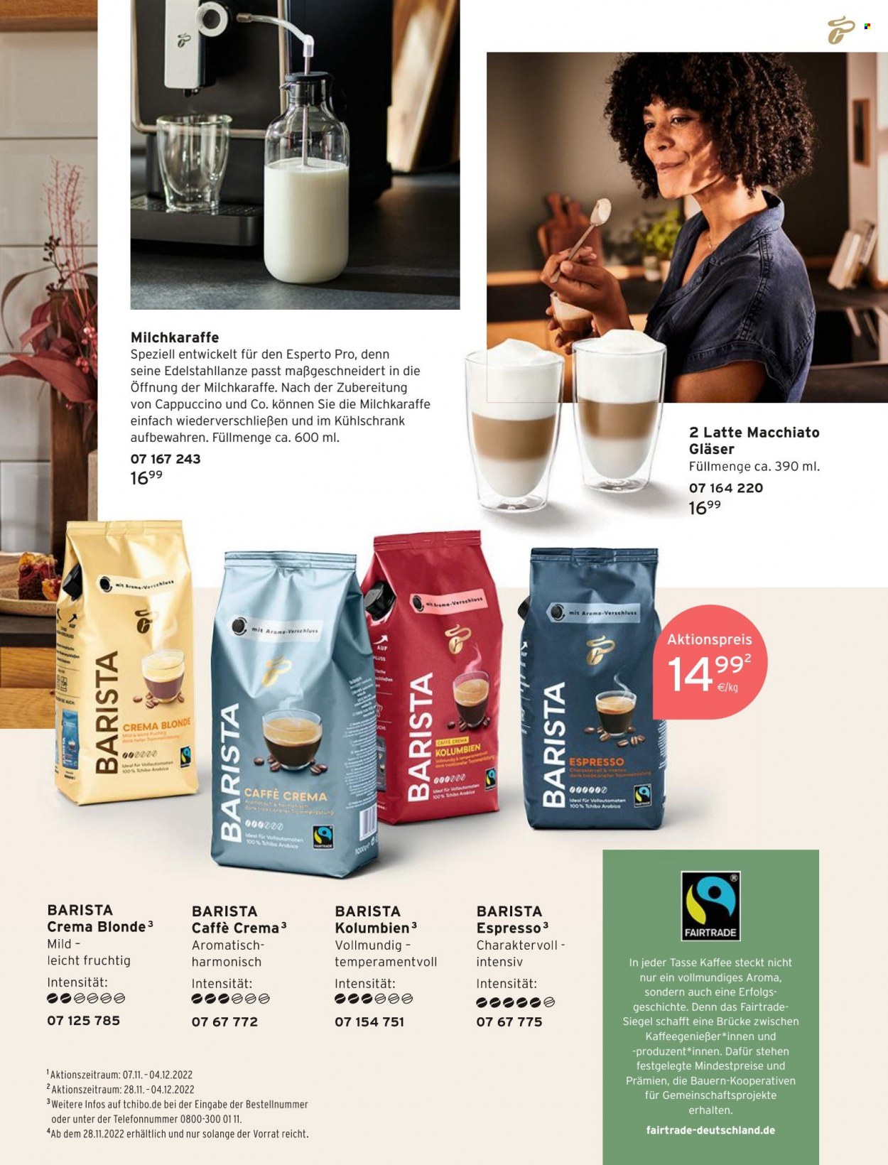 thumbnail - Prospekte Tchibo - Produkte in Aktion - Tchibo, Kaffee, Caffè Crema, Espresso, Cappuccino, Gläser. Seite 157.